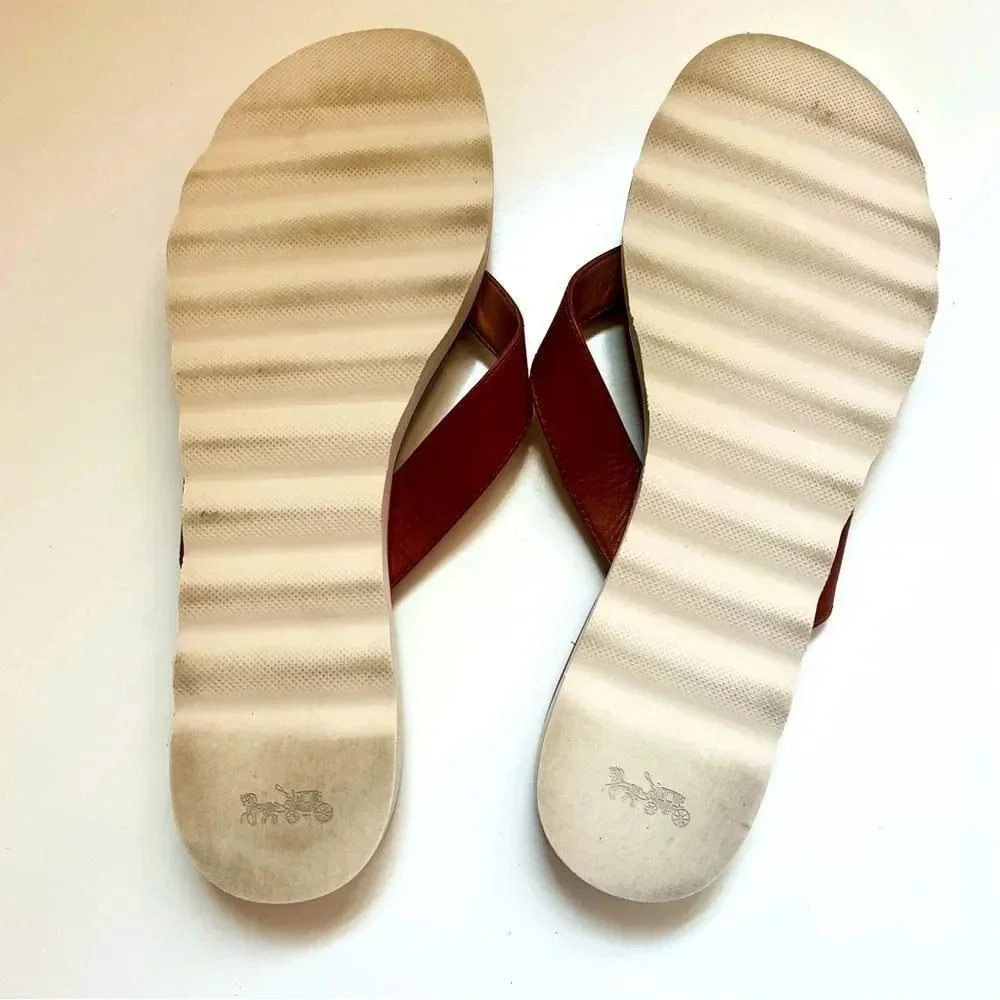 Coach Shelly Turn Lock Saddle Leather Sandals - Picture 10 of 10